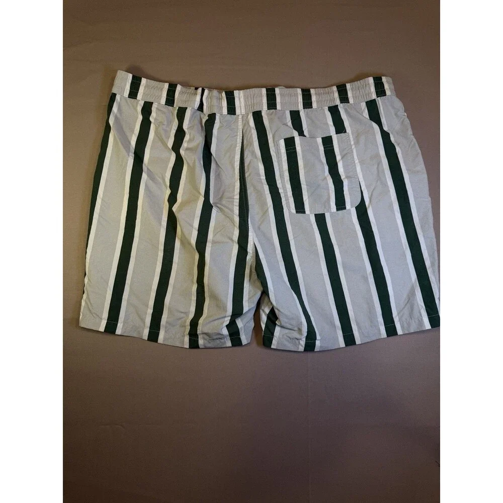 Original Use Nylon Pull On Shorts Mens XXL Gray Stripe 6 Inch Inseam Swim Beach